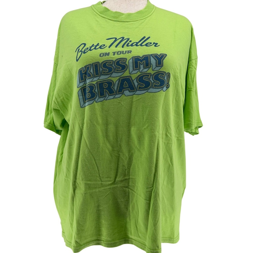 M&O Bette Midler Kiss My Brass Tour T-Shirt Mens XXL Green Graphic Y2K Pop Diva